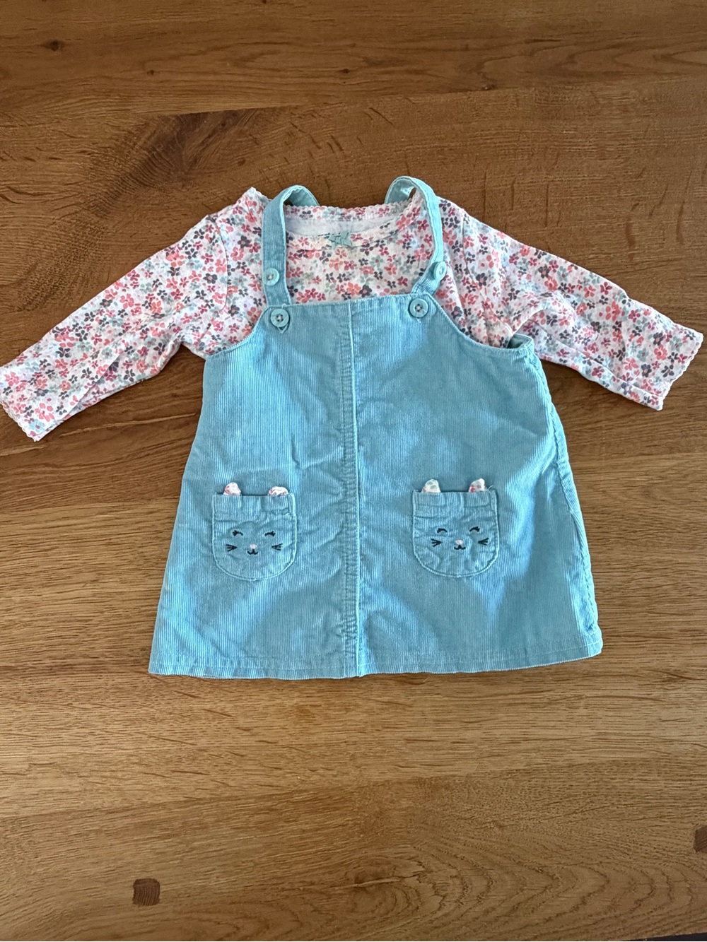 Carter's Pink Floral Jersey Bodysuit with Mint Trim